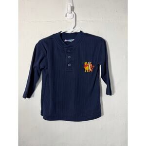 Vintage Pooh Tigger Size 2T Navy Blue Long Sleeve Henley